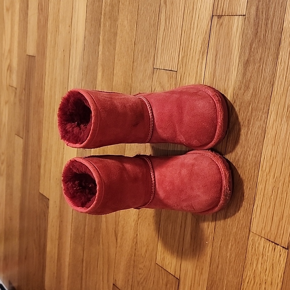 UGG Kids Red Suede Shearling Boots